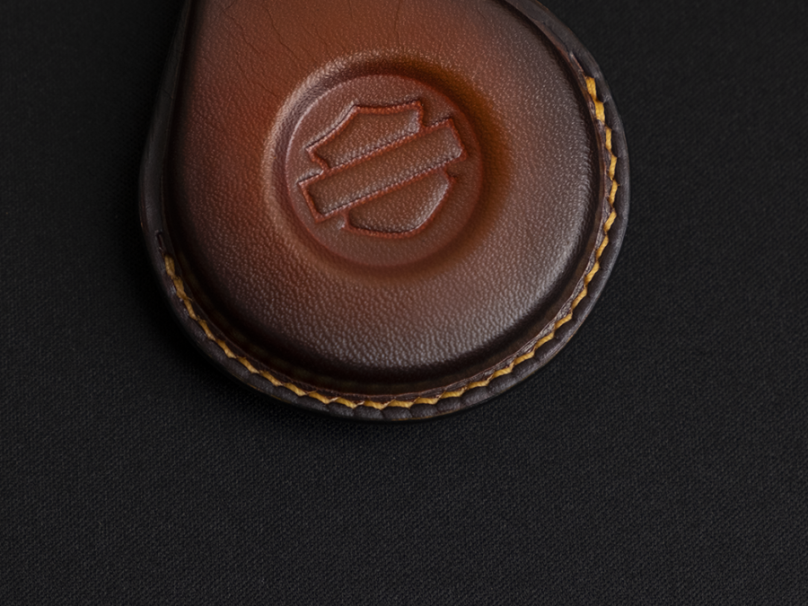 Fat Bob key fob cover showcasing precise, high-quality stitching detail