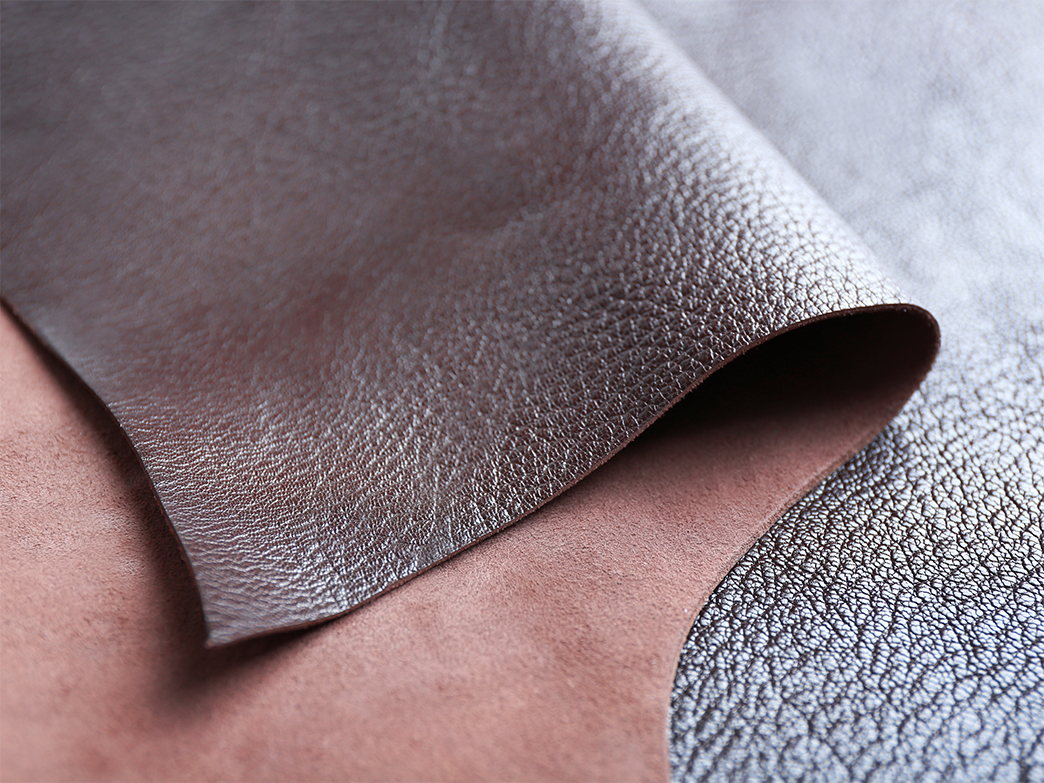 Piece of top-grain cowhide leather is high-quality