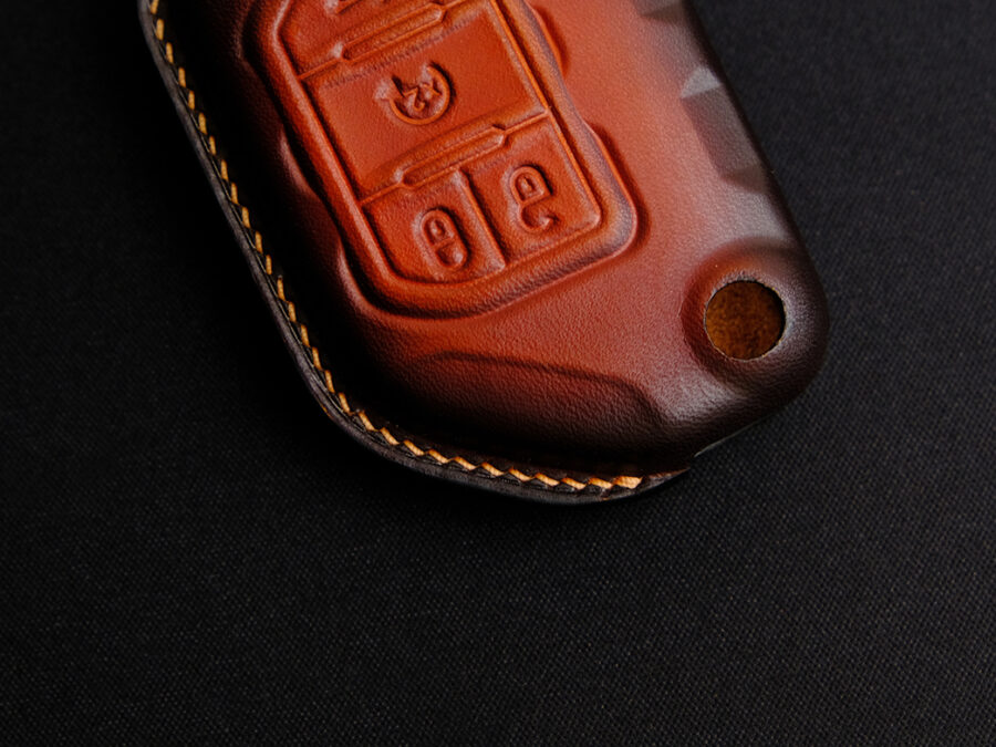 Look at the detail of Jeep Wrangler key fob cover's stitching when zoom in