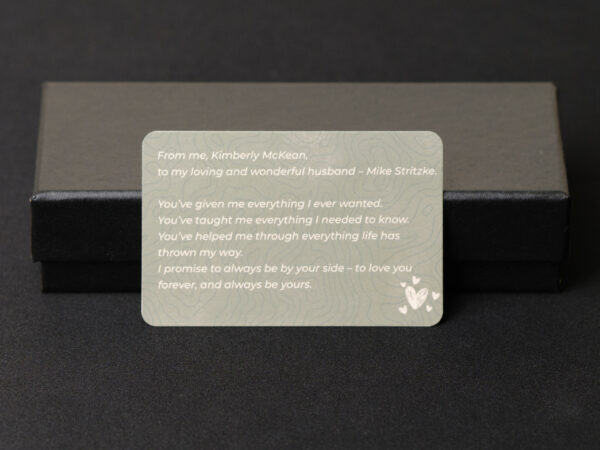 Love messages in gift card printed exclusive in Leather1993 with key fob cover in box gift
