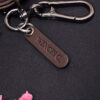 Leather tag engraved for GMC Sierra key fob cover set attached to metal keyring