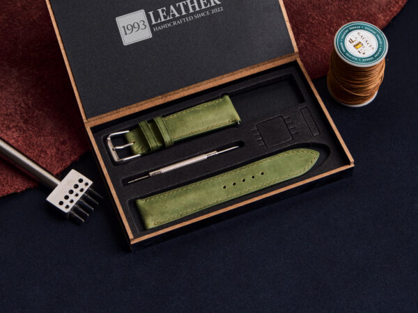 Moss Green Leather Watch Strap